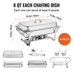 VEVOR 4-Pack 8 Qt Stainless Steel Chafing Dishes