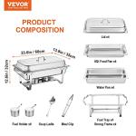 VEVOR 4-Pack 8 Qt Stainless Steel Chafing Dishes