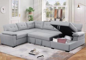 Spacious U-Shaped Sleeper Sofa with Storage