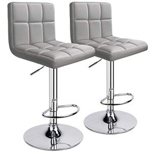 Light Grey Adjustable Leopard Bar Stools - Set of 2