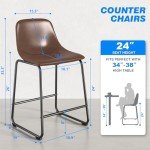 Set of 2 Brown Faux Leather Bar Stools