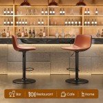 Set of 2 Adjustable Mid Century Bar Stools