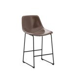 Set of 2 Brown Faux Leather Bar Stools
