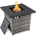 28" Propane Fire Pit Table with Wicker Design
