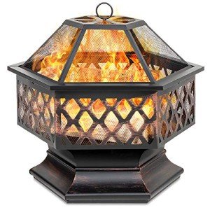 Hex-Shaped 24" Steel Fire Pit for Outdoors