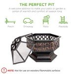 Hex-Shaped 24" Steel Fire Pit for Outdoors