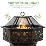 Hex-Shaped 24" Steel Fire Pit for Outdoors