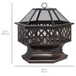 Hex-Shaped 24" Steel Fire Pit for Outdoors