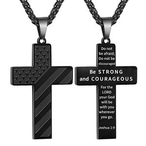 Black Cross Pendant Necklace for Men and Boys