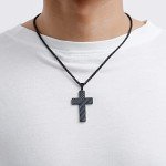 Black Cross Pendant Necklace for Men and Boys