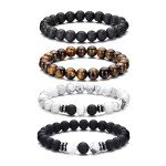 Mancave Tiger Eye & Lava Rock Bracelet Set