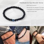 Men's Link Bracelet with Evil Eye and Agate