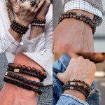Mancave Tiger Eye & Lava Rock Bracelet Set