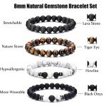 Mancave Tiger Eye & Lava Rock Bracelet Set