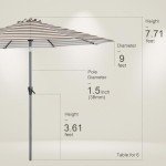 9ft Outdoor Market Umbrella with Tilt & Crank