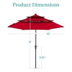 10ft Solar Patio Umbrella with LED Lights - Red