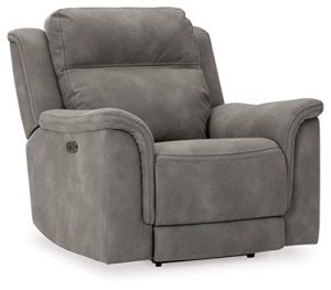 Gray Power Recliner with Adjustable Headrest