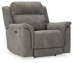 Gray Power Recliner with Adjustable Headrest
