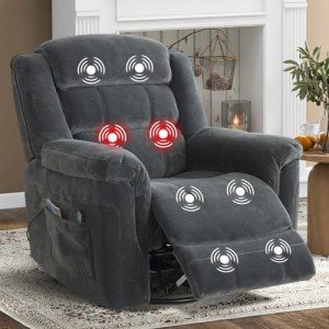 Massage & Heat Swivel Rocker Recliner Chair