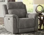 Gray Power Recliner with Adjustable Headrest