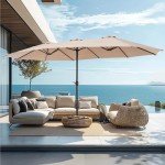 15ft Double-Sided Patio Umbrella for Mancave