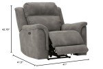 Gray Power Recliner with Adjustable Headrest