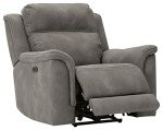 Gray Power Recliner with Adjustable Headrest