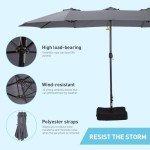 15ft Double-Sided Patio Umbrella for Mancave