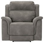 Gray Power Recliner with Adjustable Headrest