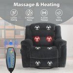 Massage & Heat Swivel Rocker Recliner Chair