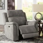 Gray Power Recliner with Adjustable Headrest