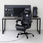 Ergonomic Gaming Chair with Footrest in Black