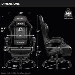 Ergonomic Gaming Chair with Footrest in Black