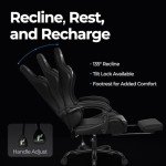 Ergonomic Gaming Chair with Footrest in Black