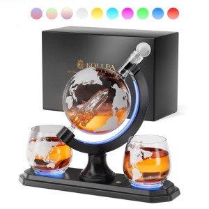 Cool Globe Whiskey Decanter Set with LED Lights