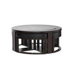 Espresso Round Coffee Table with 4 Stools