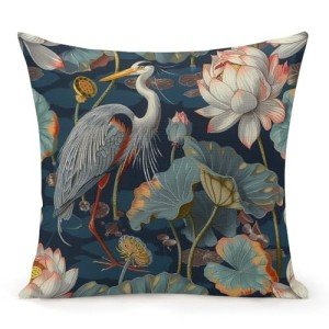 Birds and Lotus Flowers 22"x22" Mancave Pillow Cases