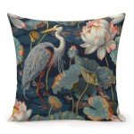 Birds and Lotus Flowers 22"x22" Mancave Pillow Cases