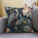 Birds and Lotus Flowers 22"x22" Mancave Pillow Cases