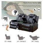 Luxury Power Recliner Sectional Sofa Set - Black