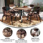 Dark Brown Rattan Stack Chairs – Set of 4