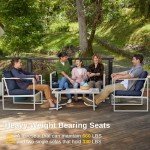 4-Piece Outdoor Deep Seating Sofa Set - Blue & Gold