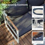 4-Piece Outdoor Deep Seating Sofa Set - Blue & Gold