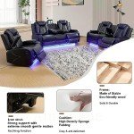 Luxury Power Recliner Sectional Sofa Set - Black