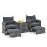 5-Piece Rattan Furniture Set with Ottomans
