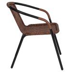 Dark Brown Rattan Stack Chairs – Set of 4