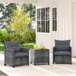 5-Piece Rattan Furniture Set with Ottomans