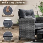 5-Piece Rattan Furniture Set with Ottomans