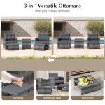 5-Piece Rattan Furniture Set with Ottomans