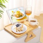 Bamboo Couch Arm Table with Rotating Phone Holder